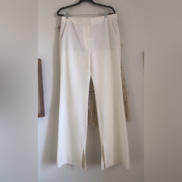 Tibi Wide Leg Trousers Dress Pants Side Slit White Size 12
